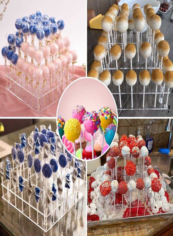 Goabroa Cake Pop Stand, 56 Holes 3 Tier Clear Acrylic Lollipop Holder, Cake Pop Holder Stand for Birthday Shower Decorations Weddings Parties Anniversaries Dessert Display - Image 2