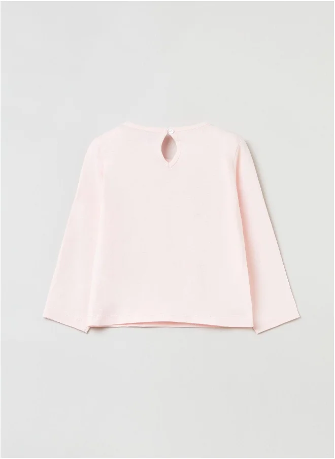 او في اس OVS T-Shirt With Long Sleeves And Rabbit Print