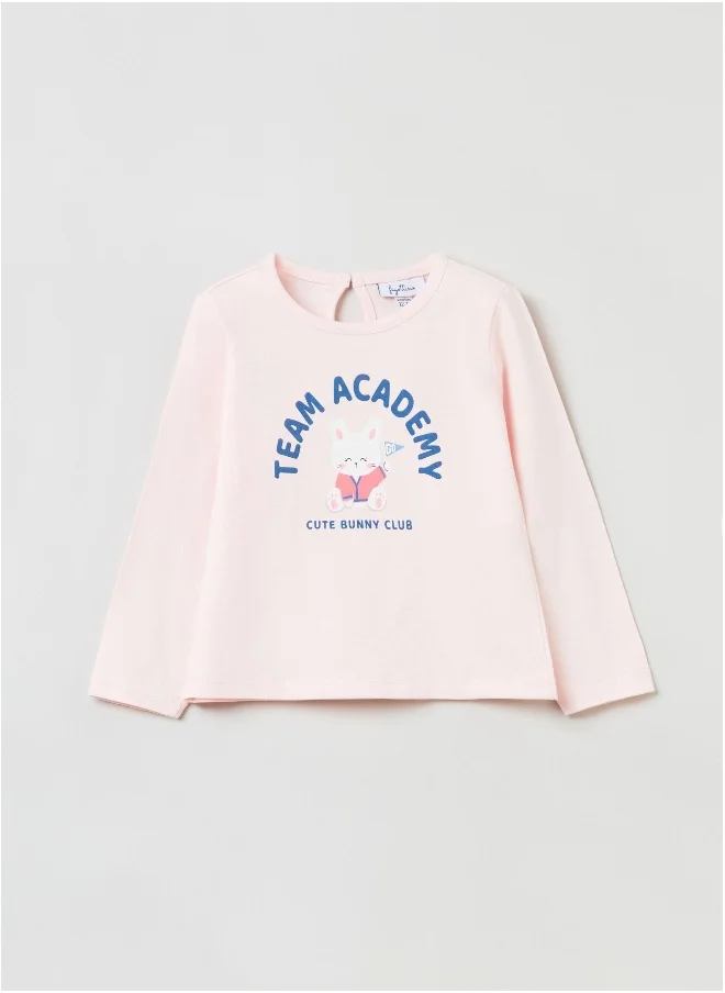 او في اس OVS T-Shirt With Long Sleeves And Rabbit Print