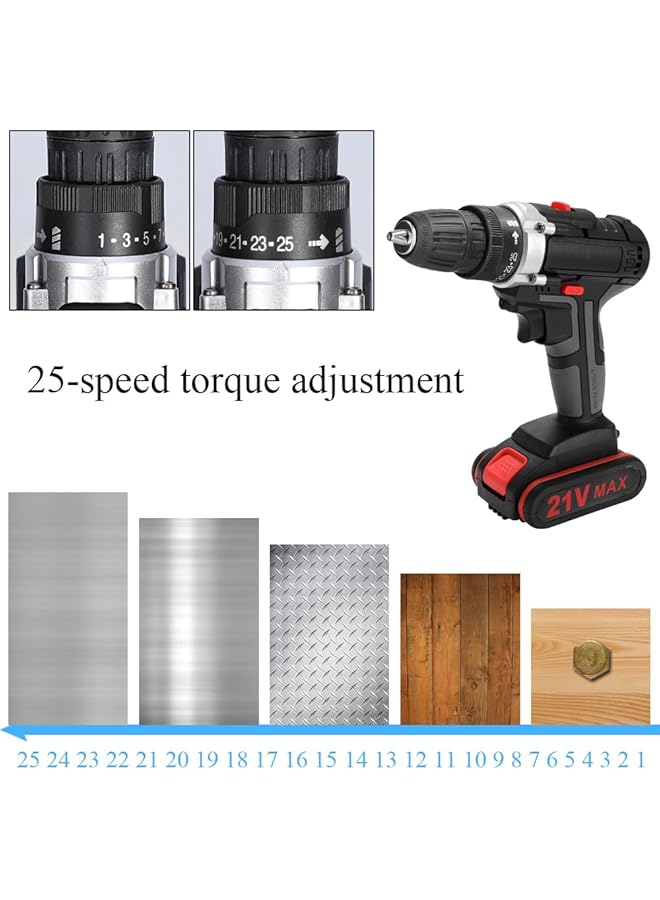 erorex 21V Multifunctional Electric Impact Cordless Drill High Power Lithium Battery Wireless Rechargeable Hand Drills Home Diy Electric Power Tools - Image 3