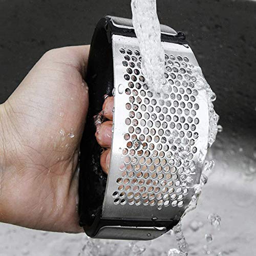 Lexazo Garlic Press Stainless Steel Kitchen Garlic Crusher and Plastic Portable Ginger Mincer Squeezer Press Rocker Kitchen Chopper with Handle Garlic Press - Image 2