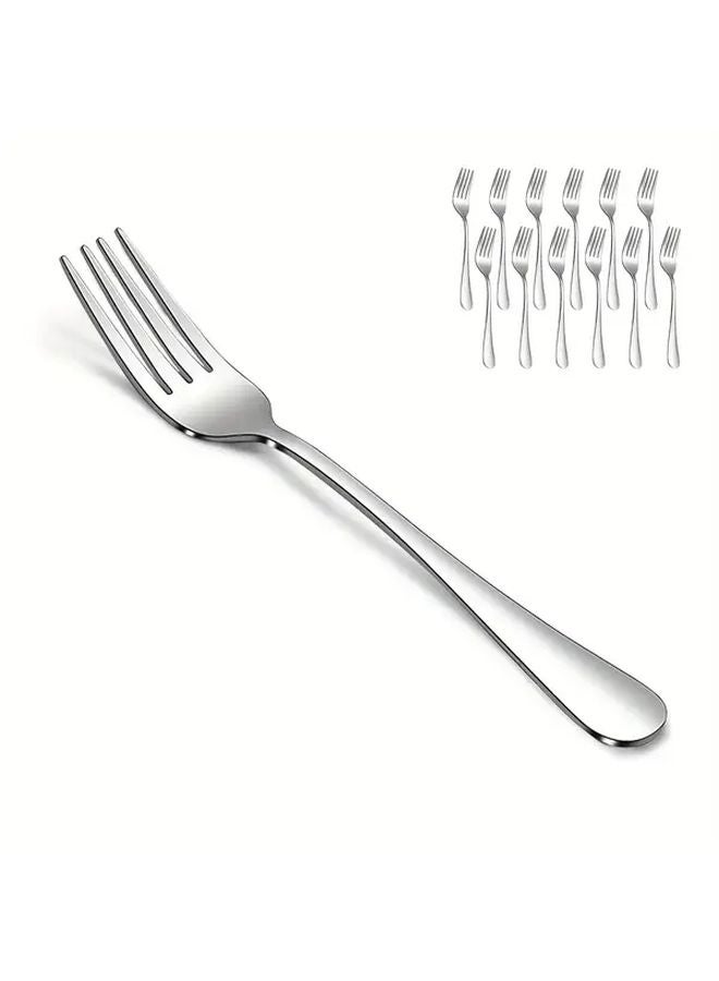12pcs Stainless Steel Salad Forks Mirror Polished Dishwasher Safe Rust Resistant - Image 1