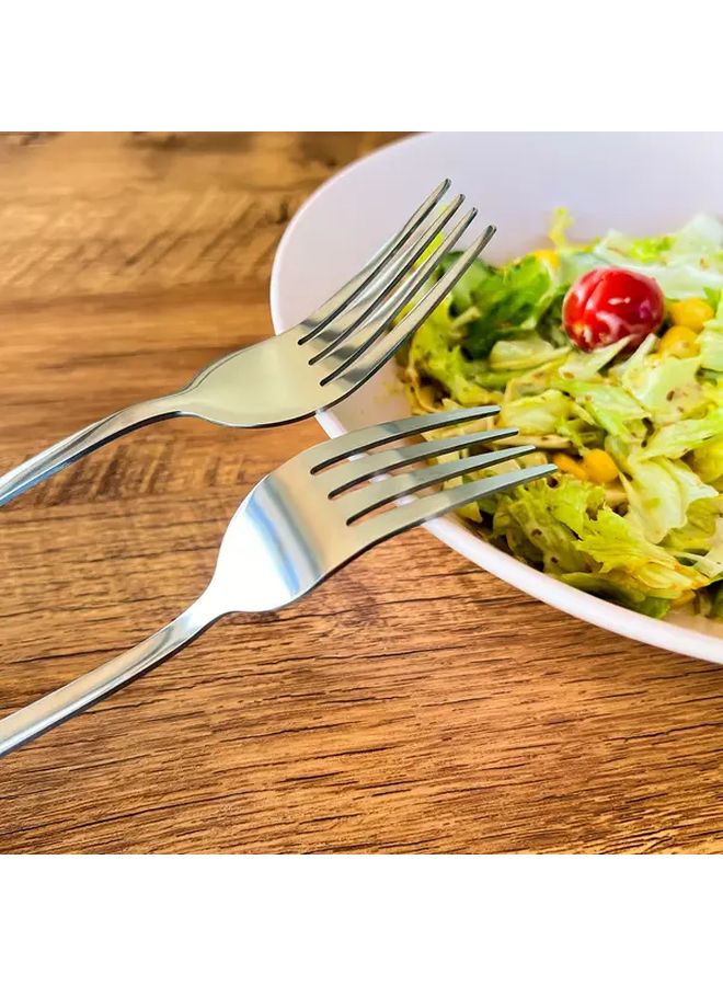 12pcs Stainless Steel Salad Forks Mirror Polished Dishwasher Safe Rust Resistant - Image 2