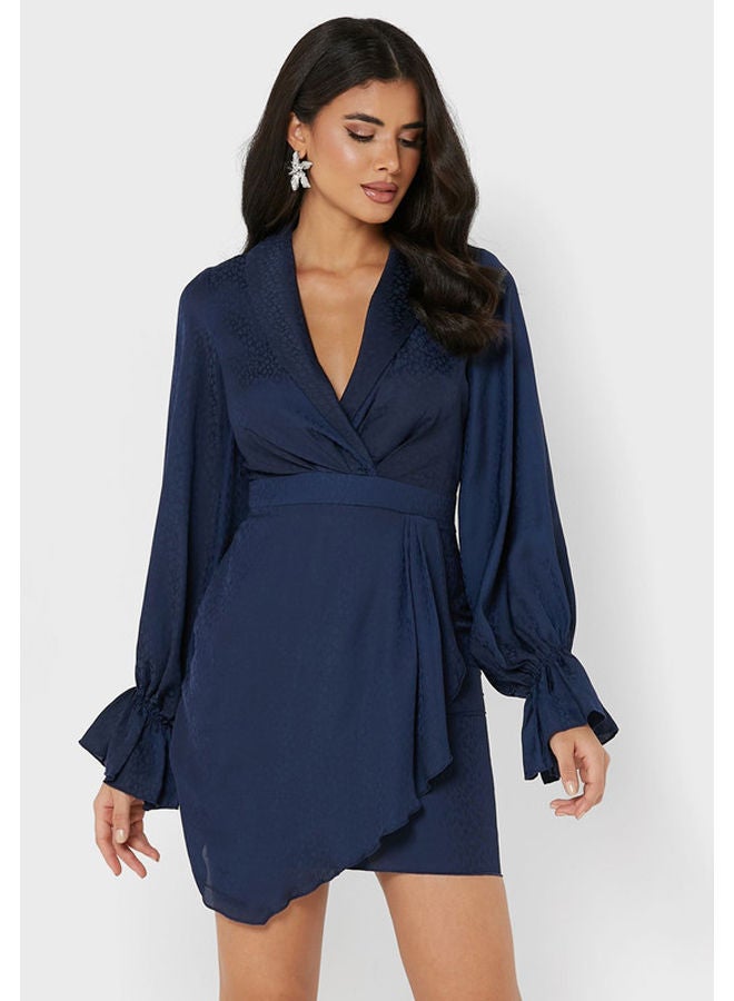 Little Mistress فستان بأكمام منفوخة وكشكشة - Image 1