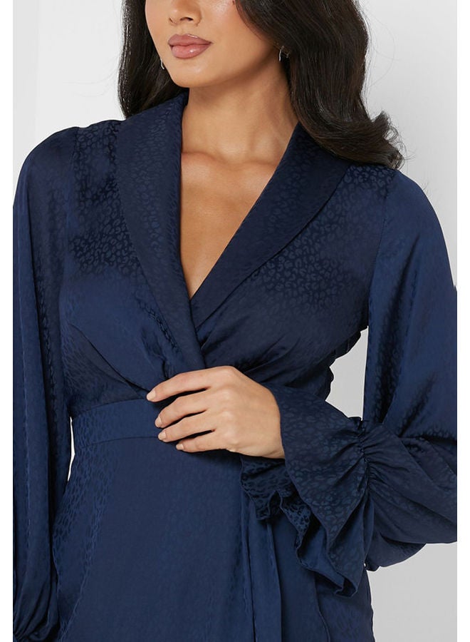 Little Mistress فستان بأكمام منفوخة وكشكشة - Image 3