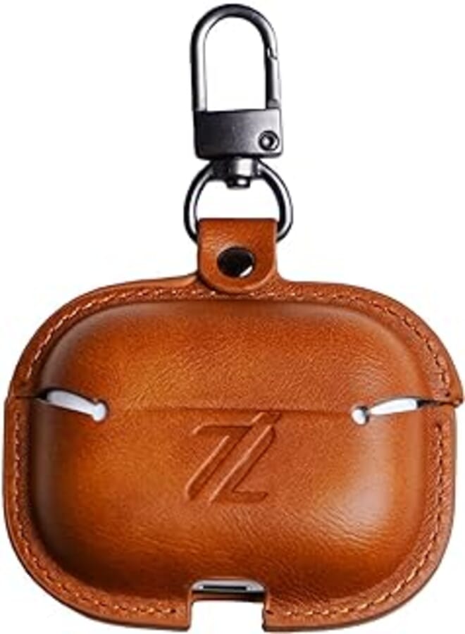 IZONE Apple Airpods Leather Case Classy Cover - Elevate Your Airpods Experience, Stylish Leather Case for Apple Airpods - Class and Protection Combined - Airpods Leather Case (Airpods Pro, Brown)