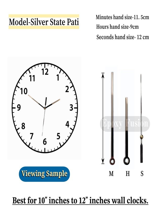 Epoxy Fusion Wall Clock Silent and Sweep Movement with Metal Hands and Numbers, Silent Clock Movement with Numbers and Hands, Wall Clock 18mm Silent Mechanism Set (Set of 3) (Style 2) - Image 3