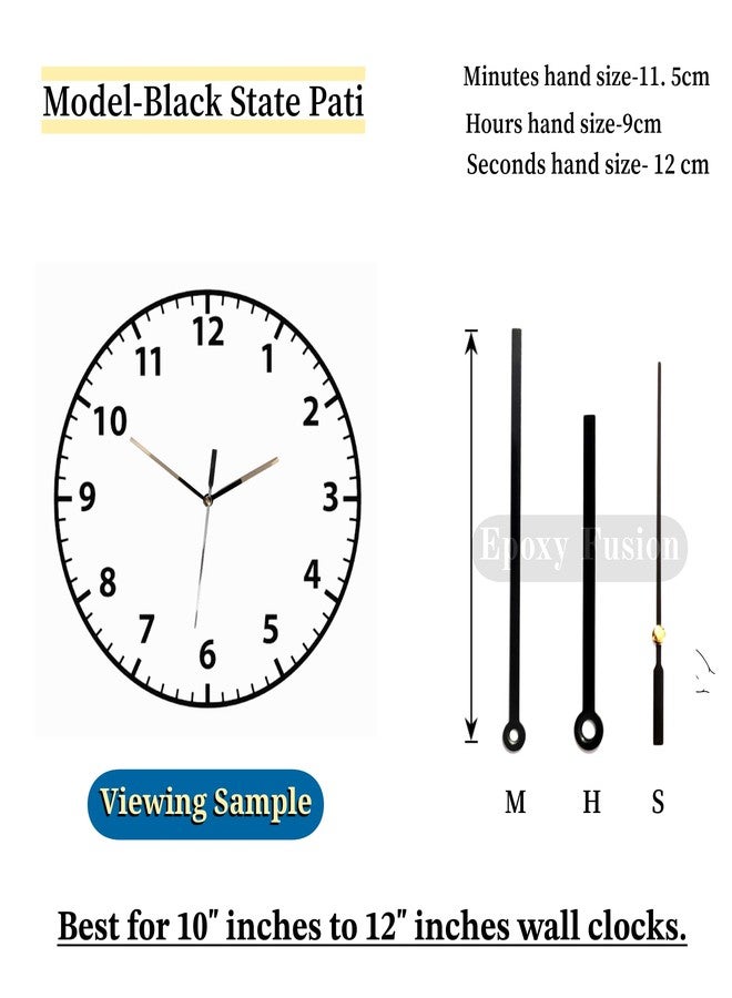 Epoxy Fusion Wall Clock Silent and Sweep Movement with Metal Hands and Numbers, Silent Clock Movement with Numbers and Hands, Wall Clock 18mm Silent Mechanism Set (Set of 3) (Style 2) - Image 4