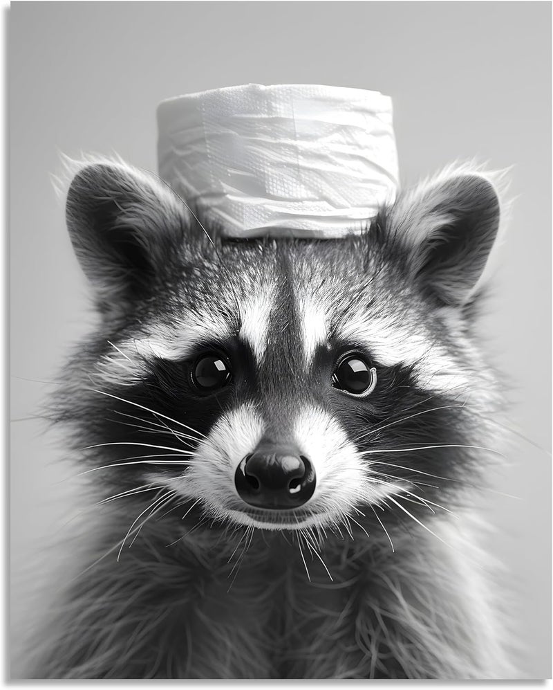 OWNANRTHM Funny Raccoon Bathroom Wall Art - Image 2