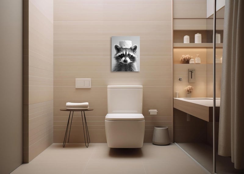 OWNANRTHM Funny Raccoon Bathroom Wall Art - Image 4