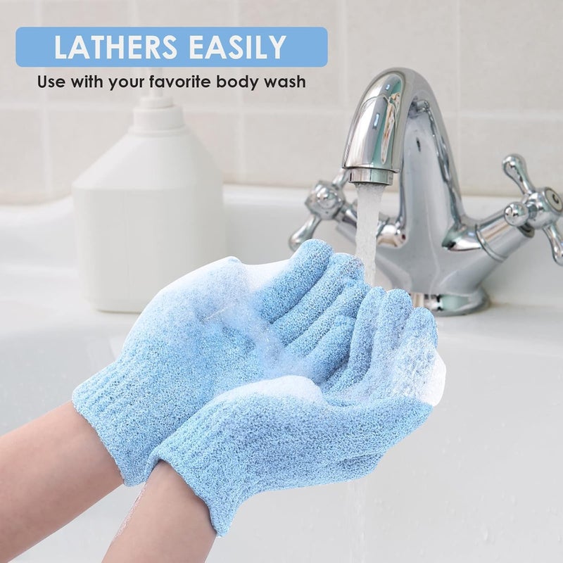 ZIPRON 1 Pair Bath Gloves for Shower Natural Loofah Exfoliating Wash Gloves for Body and Face, Dead Skin Remover, Double Sided Microfibre Shower Body Gloves for Adults and Kids - Image 4