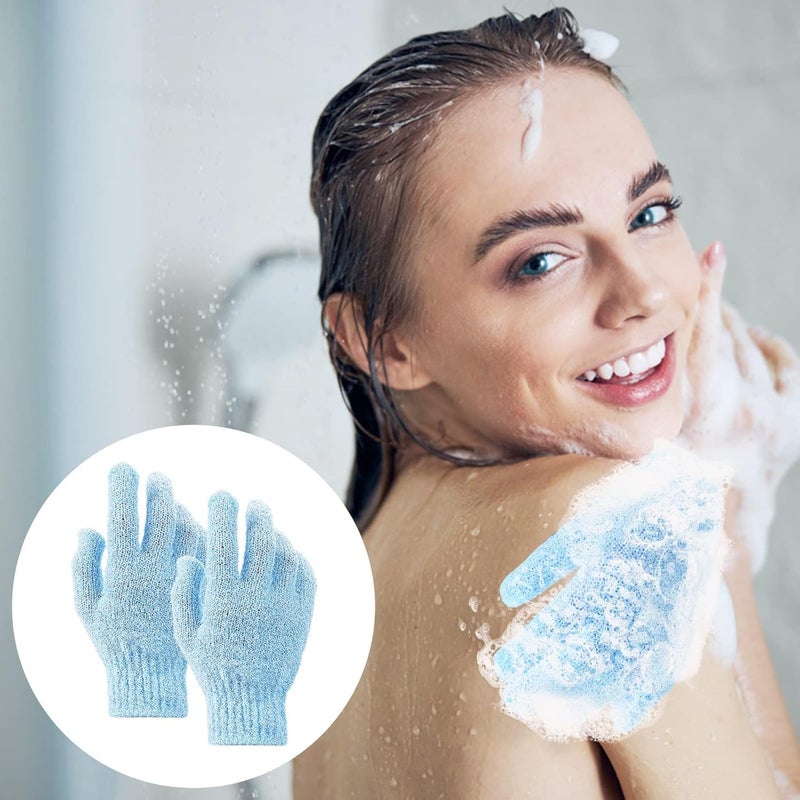 ZIPRON 1 Pair Bath Gloves for Shower Natural Loofah Exfoliating Wash Gloves for Body and Face, Dead Skin Remover, Double Sided Microfibre Shower Body Gloves for Adults and Kids - Image 2