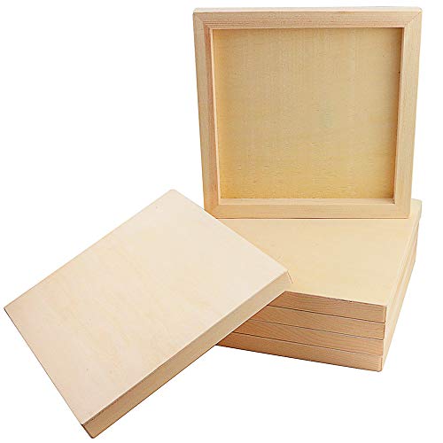 Owevvin 6 Pack 8 x 8 Inch Unfinished Wood Cradled - Wooden Canvas Panels Boards for Painting, Drawing and DIY Crafts Projects - Image 1