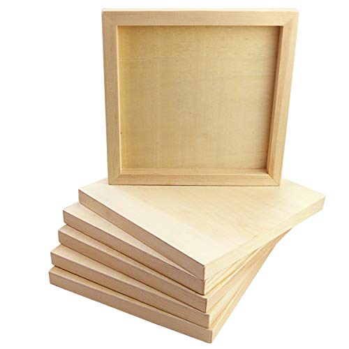 Owevvin 6 Pack 8 x 8 Inch Unfinished Wood Cradled - Wooden Canvas Panels Boards for Painting, Drawing and DIY Crafts Projects - Image 2