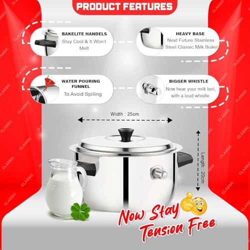 Premier Stainless Steel Milk Boiler, 1 Liter - Durable, Stainless Steel Construction for Even Heat Distribution, Heat-Resistant Handle, Spill-Proof Lid and Sleek Design - Image 5
