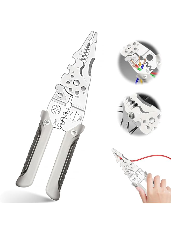 promass Multifunctional Wire Stripper Crimper Cable Cutter Pliers, Professional Electrical Wire Stripping Tool, Multipurpose Wire Stripper for Electrical Cable Cutting