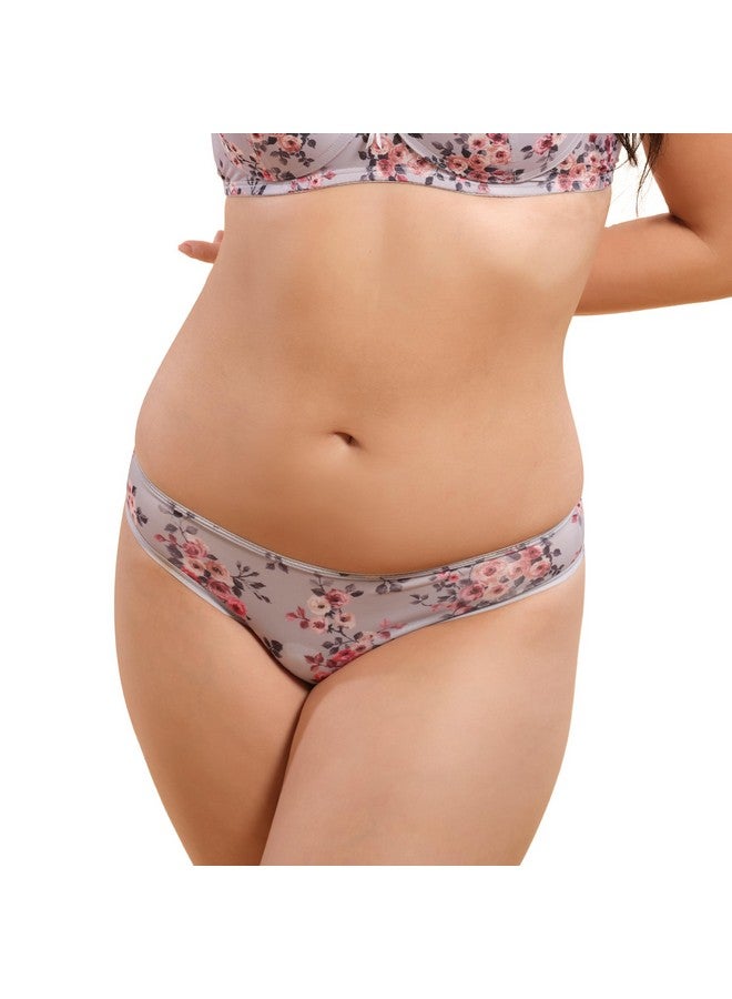 enamor Enamor P000 Women's Nylon Low Waist Co-Ordinate Bikini Panty (Pack of 1) (P000-Silver Rose Print-M) - Image 1