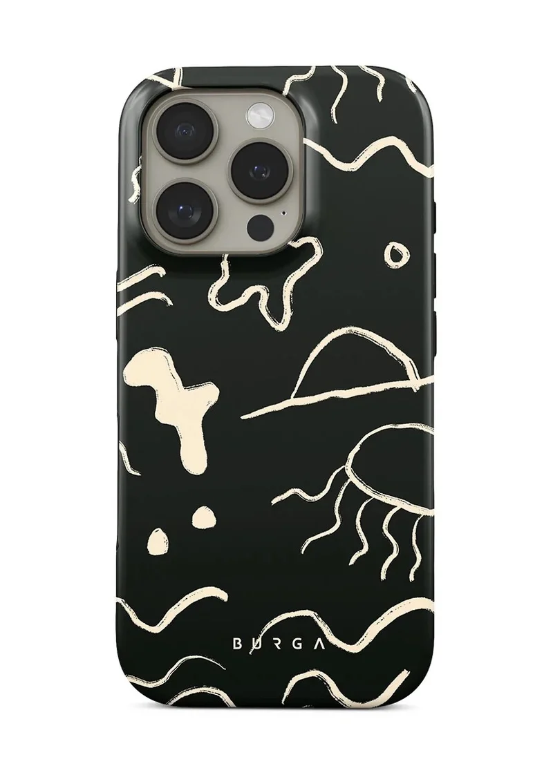 BURGA iPhone 16 Pro Max Case, 2 Piece Hard Shell + TPU Silicone Interior, Shock Absorption, All Port Accessible, Raised Bezel For Screen & Camera Protection, Never Fading HQ Print,Eclipse