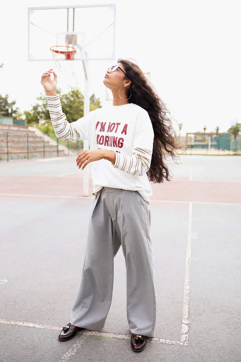 ديفاكتو High Waist Wide Leg Trousers