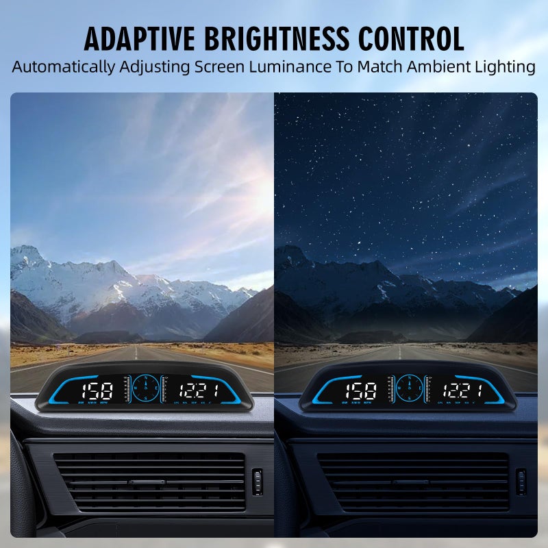 MAIMEIMI Digital GPS Speedometer MPH for Car 5.5 inch LCD Heads Up Display HUD with Compass Speed Fatigued Driving Alert Overspeed Alarm Trip Meter for All 5V Car - Image 4