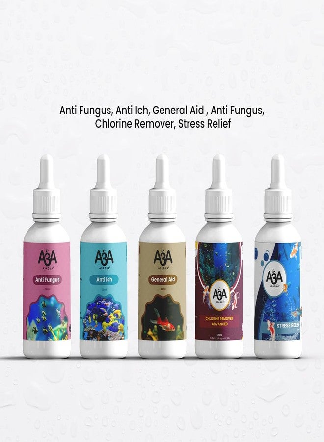 A3AQUA - Aquarium Needs - Fish Medicine (30ml, 5 Pack (Combo)) - General Aid, Anti Ich, Anti Fungus, Chlorine Remover, Stress Relief - Image 2