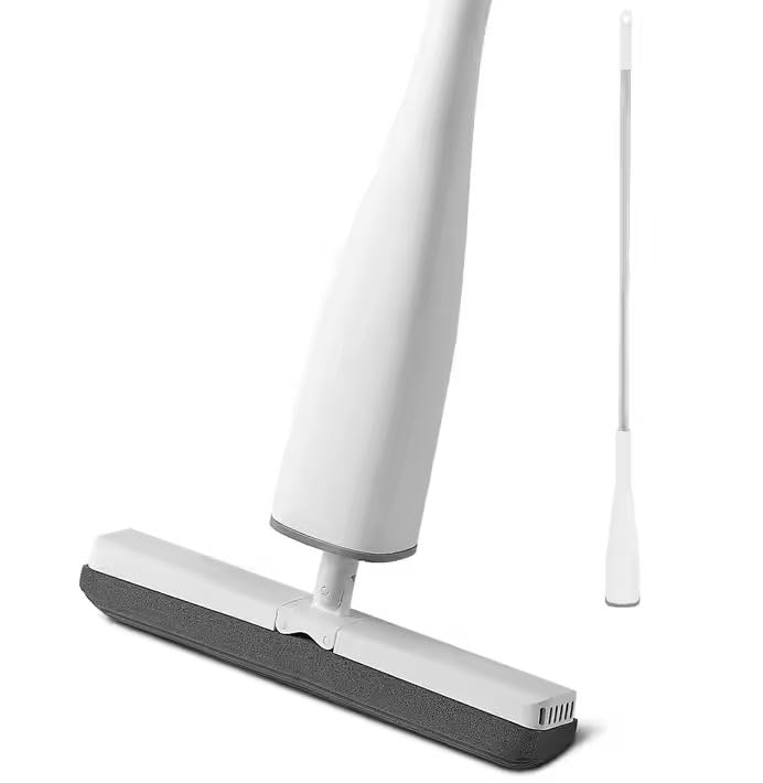 Swejos Water Absorbent Dry Cleaning Dual Use Squeegee Mop Long Hand Flat Self Wringing Easy Use Foldable Floor Cleaning Mop - Image 1