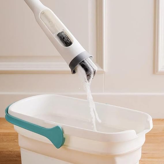 Swejos Water Absorbent Dry Cleaning Dual Use Squeegee Mop Long Hand Flat Self Wringing Easy Use Foldable Floor Cleaning Mop - Image 3