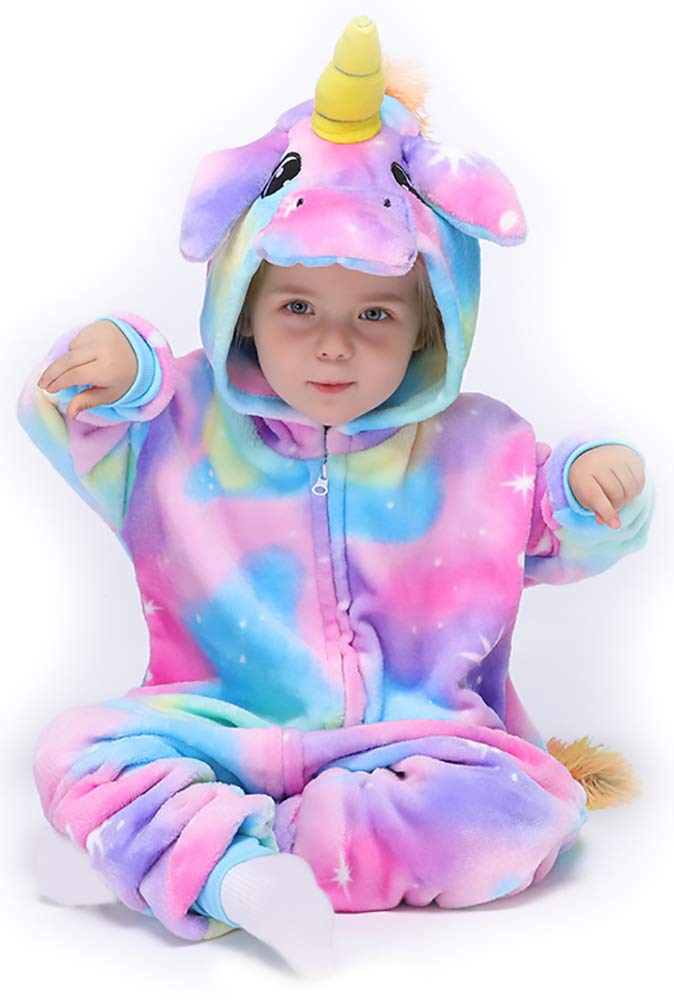 Easuit Colorful Unicorn Onesie Pajamas Animal Costume Halloween Cosplay Unisex Xmas Gifts for Kids 2-4, H-multicolor Unicorn - Image 5
