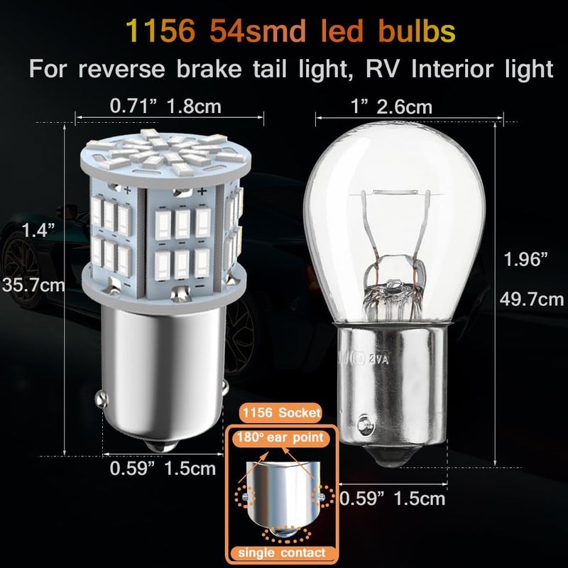 Melphan-Auto 1156 Red LED Bulbs - 54-SMD 3014 Chips for Vehicle Lighting (4 Pack) - Image 2