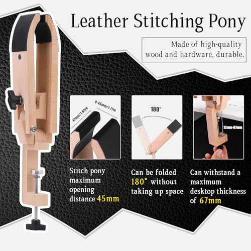 Kogyxe Stitch Pony, Leather Pony Clamp Table Desktop Stitching Pony Horse Clamp, Leather Sewing Pony for DIY Hand Leather Sewing and Leather Working Clamp - Image 3