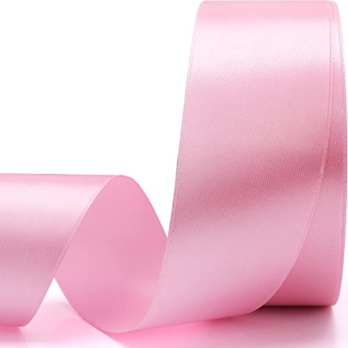 Nsilu 112 inch Pink Ribbon for Gift Wrapping 50 Yards Perfect Wedding Party Wreath Sewing DIY Hair Accessories Decoration Floral Hair Balloons Other Projects
