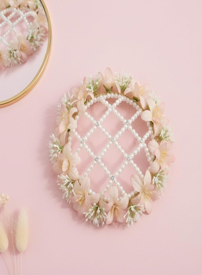 Jwella Elegant Floral Hair Bun Juda Maker for Women | Pearl & Artificial Flower Juda Accessory for Bridal, Party & Festive Hairstyles | Trendisia - Image 2