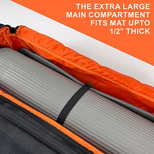 Fitdom Tactical Inspired Yoga Bag for Adult Men. Heavy Duty Yoga Bags and Carriers Fits All Your Stuff. Yoga Mat Bag with Expandable Compartment for 2 Yoga Blocks & Multiple Pockets - Yoga Mat Carrier - Image 4