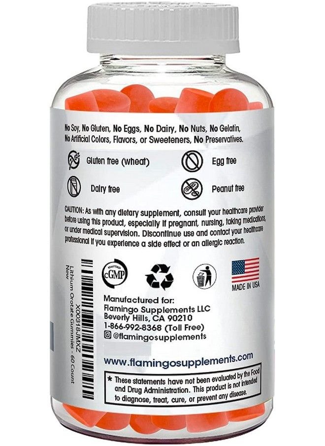 Flamingo Supplements - Lithium Orotate Gummies 5Mg Per Serving Third Party Tested Plant Based. Alterative To Lithium Drops Or Pills. Trace Mineral For Mood Support Strawberry Flavored Lithium Supplements 60 Count - Image 1