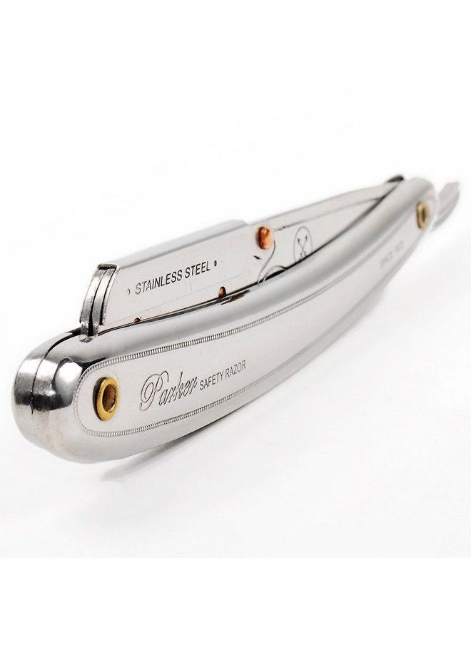 Parker Safety Razor ماكينة حلاقة باركر للرجال Sr1 ذات الحافة المستقيمة المصنوعة من الفولاذ المقاوم للصدأ مع 5 شفرات باركر بلاتينيوم  - Image 3