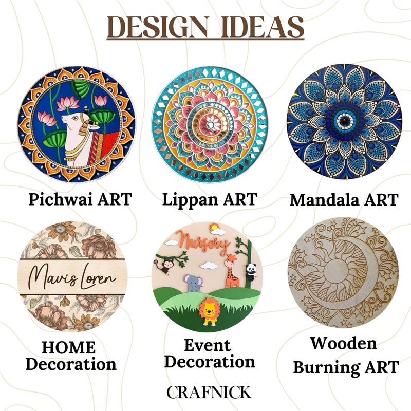 CRAFNICK ® MDF Cutouts Flower Design | Pine Wood 10 Inch 2.5mm Thick | MDF Cutouts for Lippan Art, Mandala Art, Resin Art, Painting | DIY MDF Boards for Art and Craft | Card boards for Craft (Set of 2) - Image 3
