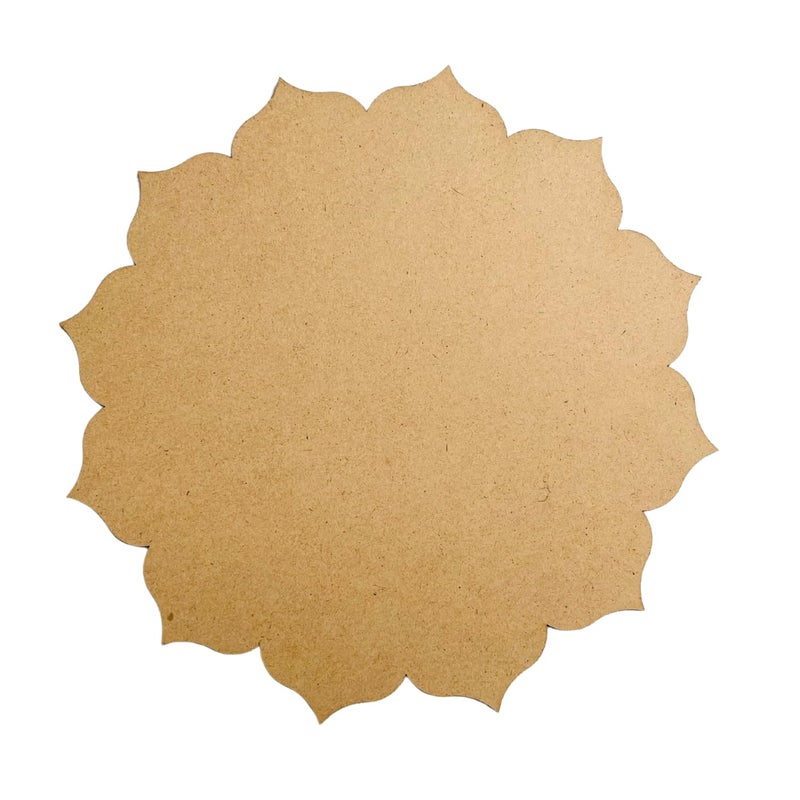 CRAFNICK ® MDF Cutouts Flower Design | Pine Wood 10 Inch 2.5mm Thick | MDF Cutouts for Lippan Art, Mandala Art, Resin Art, Painting | DIY MDF Boards for Art and Craft | Card boards for Craft (Set of 2) - Image 1