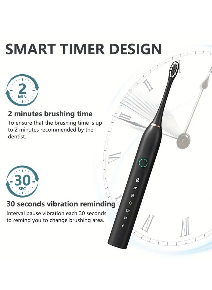 Goolsky 28000 VPM Electric Toothbrush - 6-Speed Intelligent Timed, Rechargeable USB Portable, 4/8 Replaceable Brush Heads, Special Soft Bristles for Gentle Cleaning, Designed for Adults Oral Care Needs  - Image 4