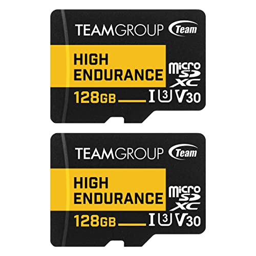 TEAMGROUP HIGH Endurance 128GB 2 Pack Micro SDXC UHSI U3 V30 100MBs Designed for Monitoring Stable Durable Long Lasting Flash Memory Card Security Camera 4KFull HD Video Recording THUSDX128GIV3067 - Image 1