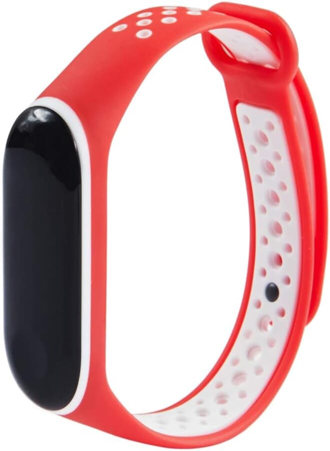 KOMI Straps compatible with Xiaomi mi Band 4 / mi band 3, Colorful Women Men Silicone Fitness Sports Replacement Band(red/white)