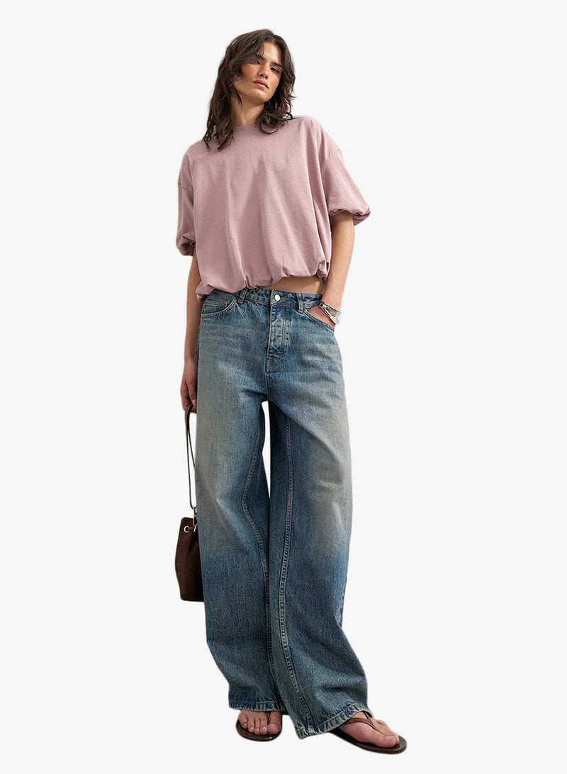TOPSHOP Knitted Bobble Hem T-shirt With A Closed Neckline - Image 4