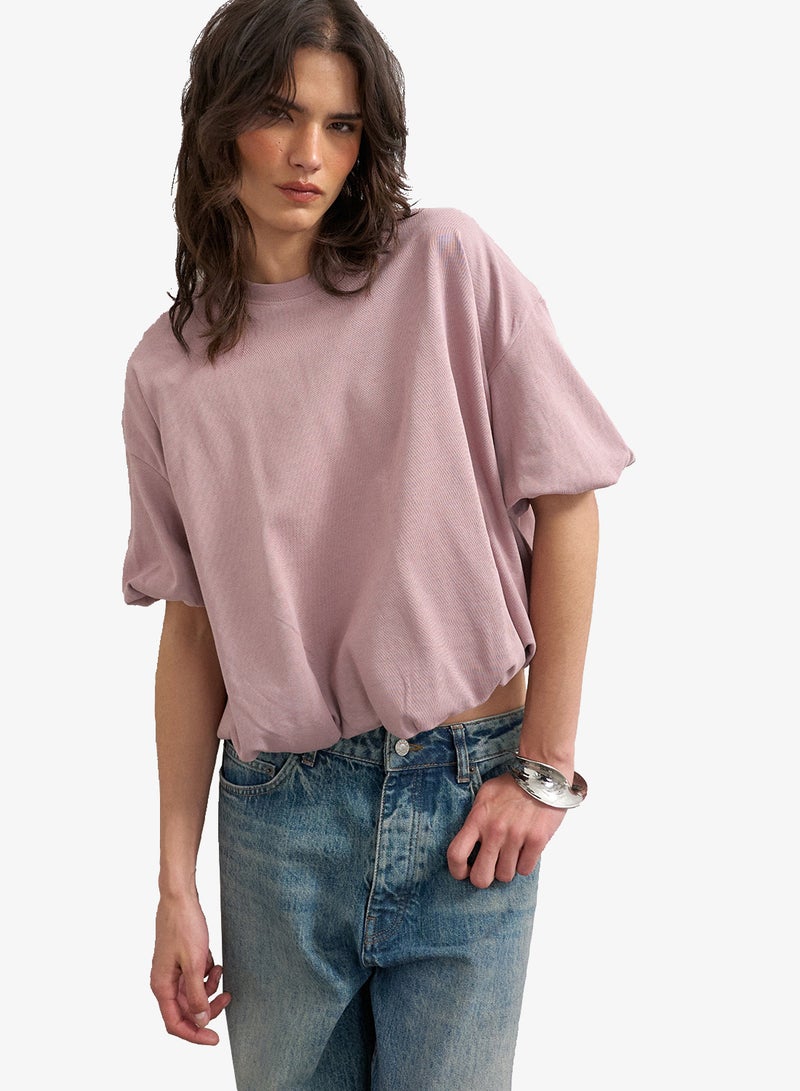 TOPSHOP Knitted Bobble Hem T-shirt With A Closed Neckline - Image 1