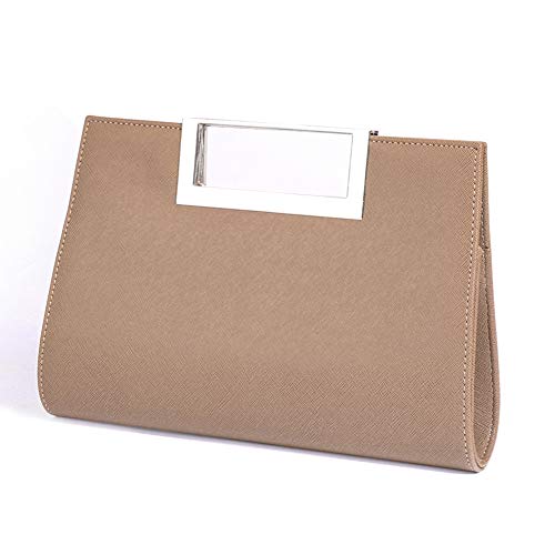 WALLYN'S Handbag for Women Evening Party PU Leather Convertible Clutch Purse with Chain (Khaki) - Image 1