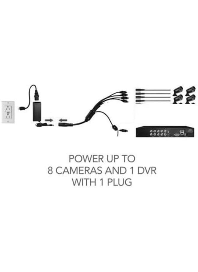 Ac Dc 12V 5A Power Adapter 12Volt 5Amp 60W Adaptor Desktop Switch Supply For Cctv Camera And Led Strip With Depatchable 1 To 8 Spliter Cable