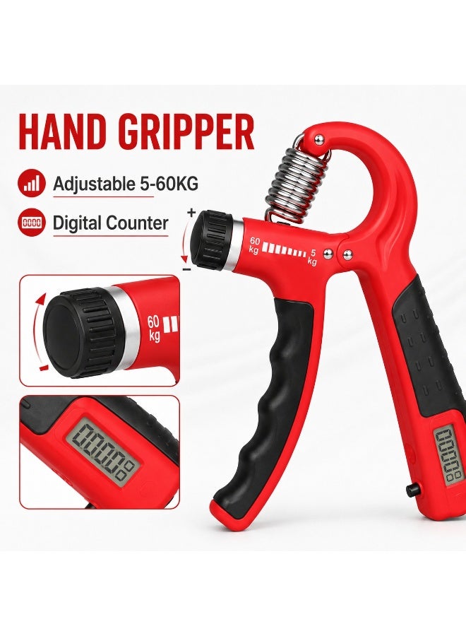 SRLIWHITE Hand Gripper Set, Adjustable 5 to 60KG Grip Strengthener, Digital Counter, Black Wrist Trainer, Hand Wrist Forearm Exercise Tool - Image 4