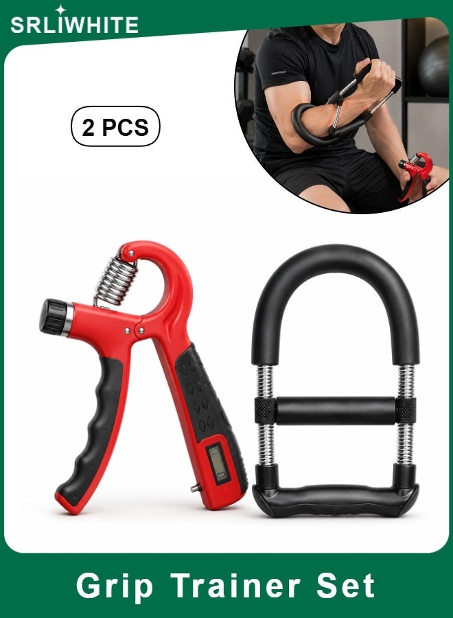 SRLIWHITE Hand Gripper Set, Adjustable 5 to 60KG Grip Strengthener, Digital Counter, Black Wrist Trainer, Hand Wrist Forearm Exercise Tool - Image 1