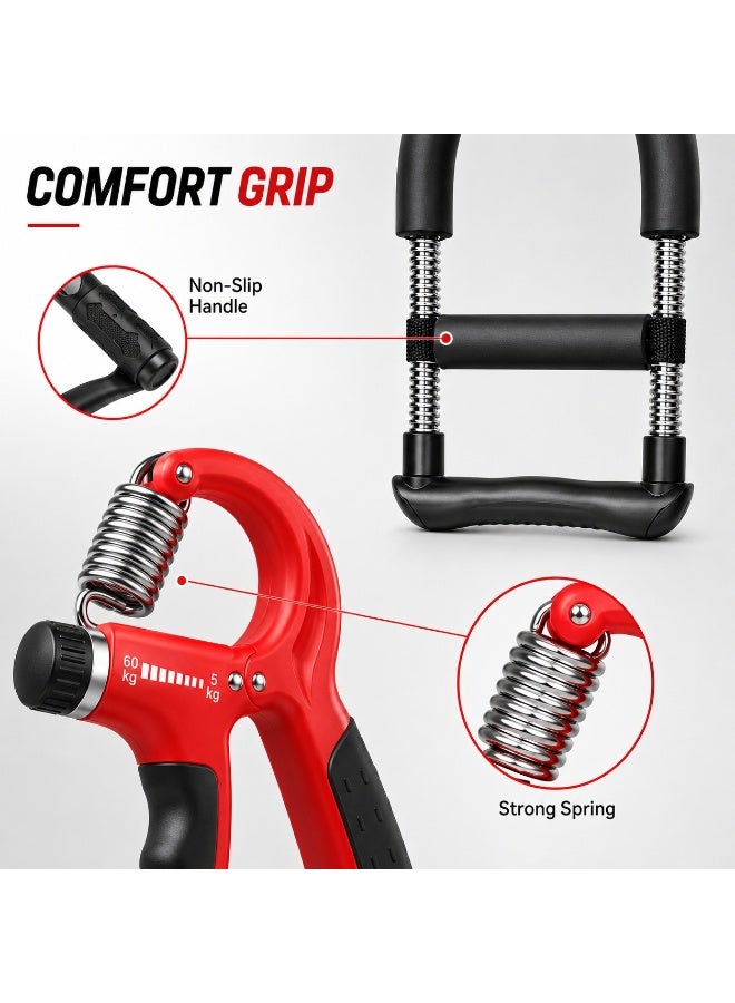 SRLIWHITE Hand Gripper Set, Adjustable 5 to 60KG Grip Strengthener, Digital Counter, Black Wrist Trainer, Hand Wrist Forearm Exercise Tool - Image 5