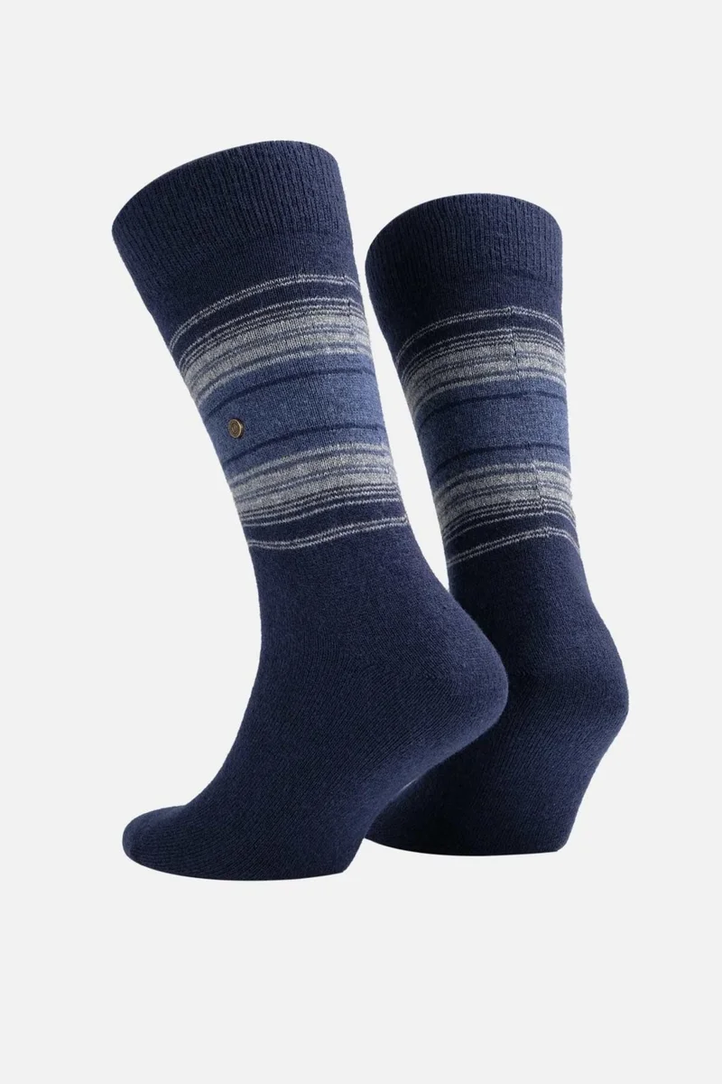 Aytuğ Men's Sheep Wool (Lambswool) Single Navy Blue Socks - A-25095-L