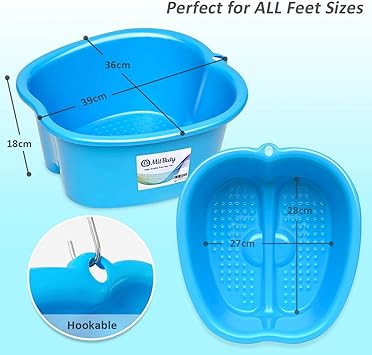 MitButy Large Foot Bath Spa Bowl for Home Use Sturdy Plastic Soak Basin for Pedicure Relax Detox and Massage Tub to Get Rid of Callus Cuticles Dead Skin Fits - Image 2