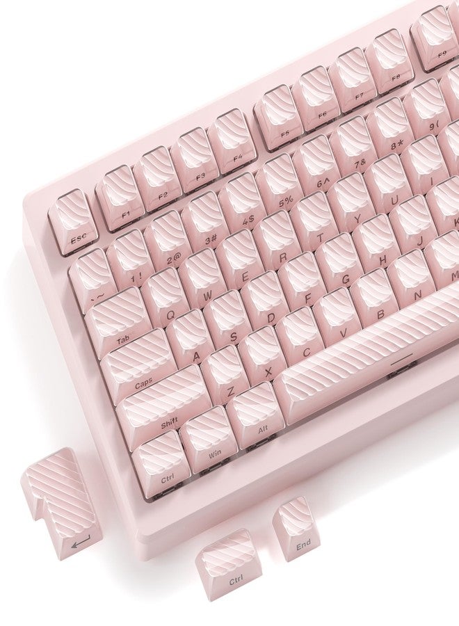HITIME XVX Keycaps, Cute Pink Crystal Jelly Keycaps 75 65 60 100 Percent, Custom Side Printed Key caps for ANSI/ISO Layout 61/68/84/87/98/104 Gaming Mechanical Keyboard, OEM Profile 136 Keys - Image 1